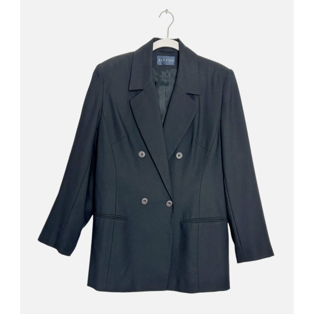 Alexon UK Women's 2 Button Wool Blend Blazer in Black - Sz 6 (EU38/UK10)
